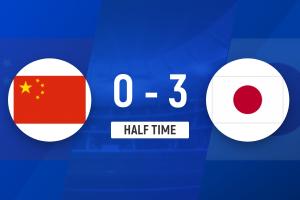 半场-U17国足暂0-3日本 U17国足控球仅2成+0射门秦子牛屡失误